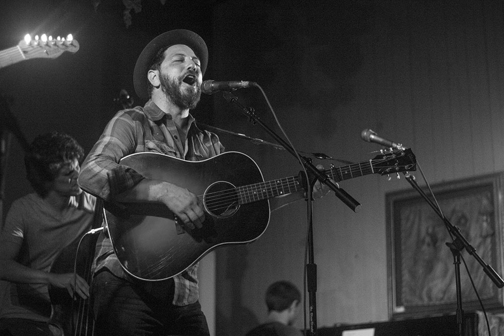 Roger Hoover performs at the Pastures album release, G.A.R. Hall, Peninsula, Ohio, 10/15/16. Photo by Jason D. 'Diesel' Hamad, No Surf Music.